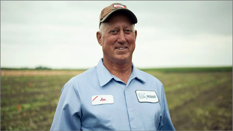 Farmer in the pumpkin field