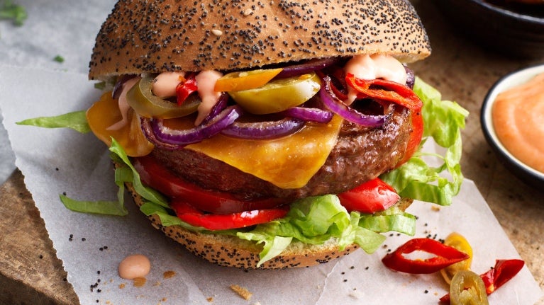 burger on parchment