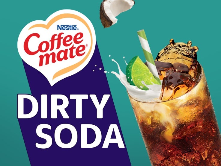 coffee mate dirty soda with lime coconut splash